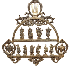 Brass Vishnu Dashavatar Wall Panel | 21.5" with Sacred Symbols | 5kg Divine Masterpiece | Shankh Chakra & Namah Art | Jaipurio